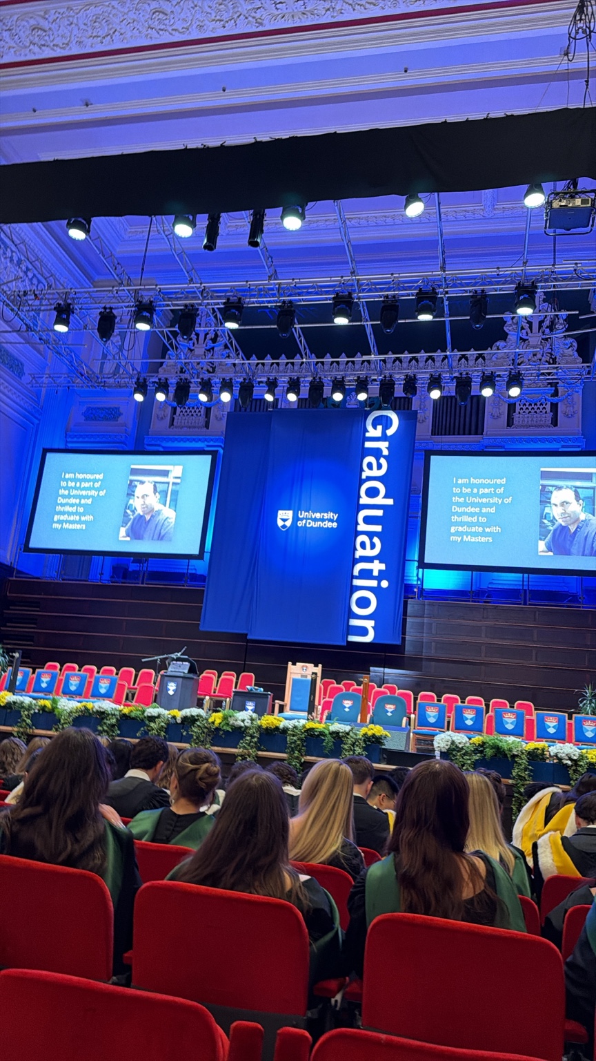The University of Dundee graduation stage inside Caird Hall